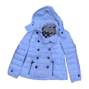 RARE Burberry Goose Down Jacket White Burberry Brit Puffer Coat Medium